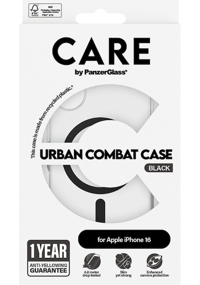 Flagship Apple Uyumlu iPhone 16 Magsafe  Urban Combat Şeffaf-siyah Telefon Kılıfı Siyah