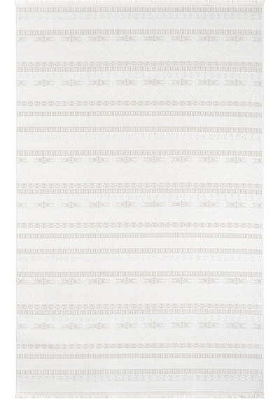 Krem Bej Etnik Şerit Desenli Modern Halı - Nd15502ks Krem - Bej