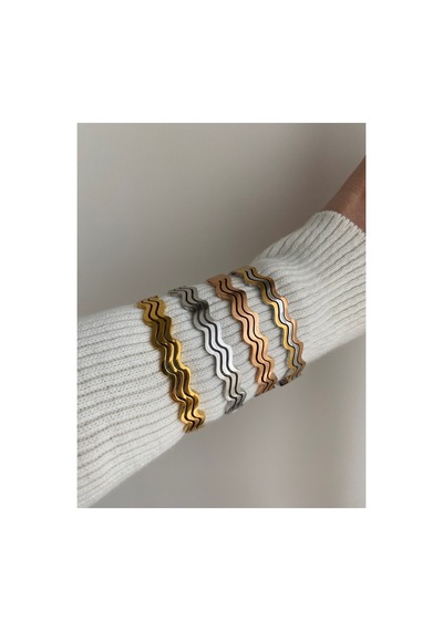 Çelik Rose Gold Zigzag Glorya Kelepçe -kararma Yapmaz Altın 20 Cm Paslanmaz Çelik Pembe