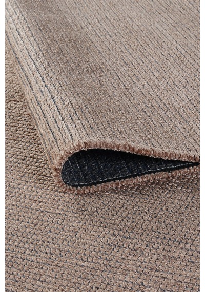 Modern Desenli Yıkanabilir Şönil Dokuma Saçaklı Kaymaz Taban Salon Mutfak Halı Kilim Vizon
