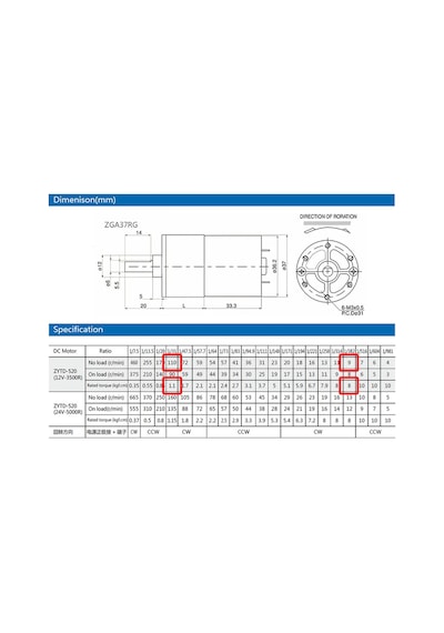 Zga37rg 12v 37mm 10rpm Redüktörlü Dc Motor Metal Dişli Yüksek Tork Kuvvet Robot Oyuncak Rc
