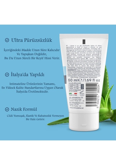 İntimateline Lubrax Silikon&su Bazlı HybridAloe Vera Özlü 50 Ml Anal Kayganlaştırıcı Jel