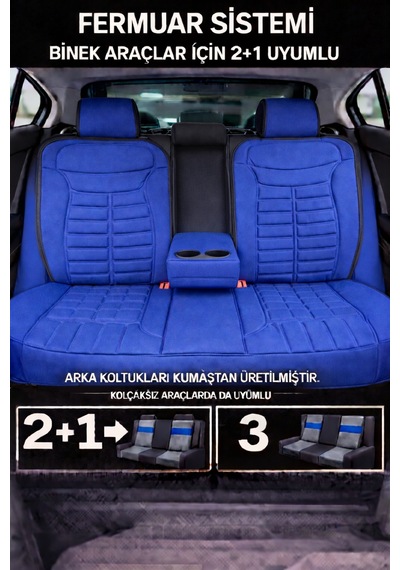 Nissan Note 2006-2012 Üniversal Mira Serisi 5 Parça Oto Koltuk Minderi Mavi