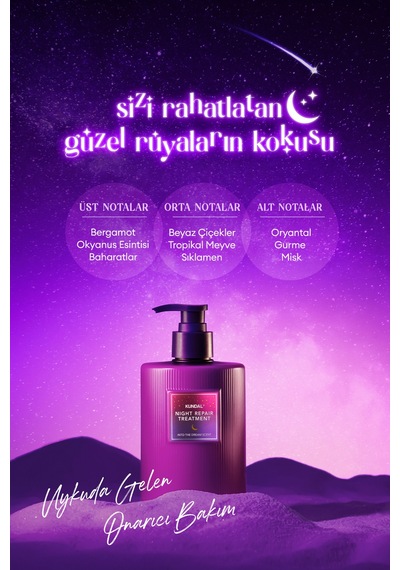 Gece Boyu Saçları Besleyen Onaran Ve Nemlendiren Saç Bakım Kremi Kundal Night Repair Treatment 470ml