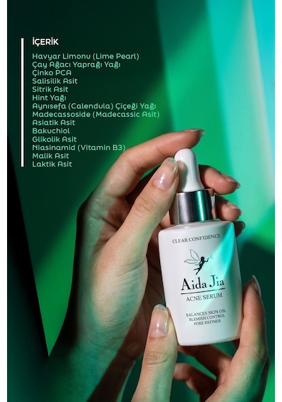 Aida Jia Salisilik Asit ve Glikolik Asit İçerikli Akne Komedon Siyah Nokta Karşıtı Serum 30 ML