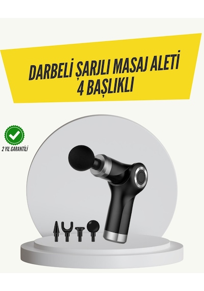 Mini Masaj Tabancası 4 Başlık 6 Hız Ayarlı Açık