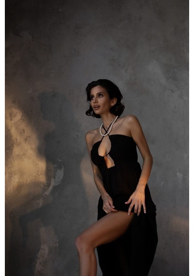 Mai Collection Mai Studios Co. Mykonos Siyah Müslin Elbise Siyah