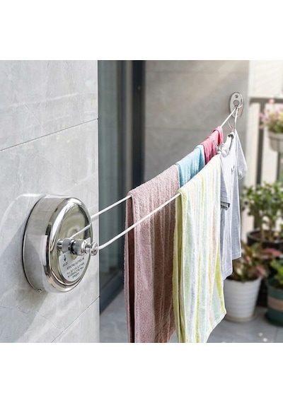 Buffer Paslanmaz Çelik Geri Çekilebilir Çamaşır İpi Duvar Tipi Duvara Monte Banyo,balkon,bahçe Çamaşır Kurutma Askısı Çok Renkli