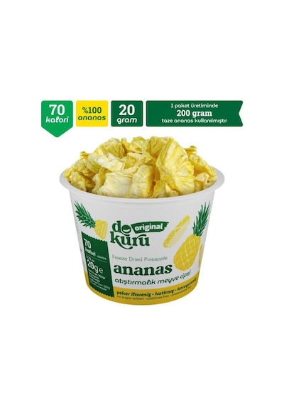 Dokuru Ananas Kuru Meyve Cipsi - Dondurularak Kurutulmuş Freeze Dried Çıtır Ananas 15 G