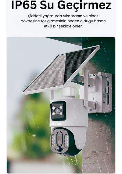 Avenir Av-m13 4g Simkartlı Solar Panelli 3 Lensli 12mp Full Color Gece Görüşü Çift Yönlü Ses Kamera