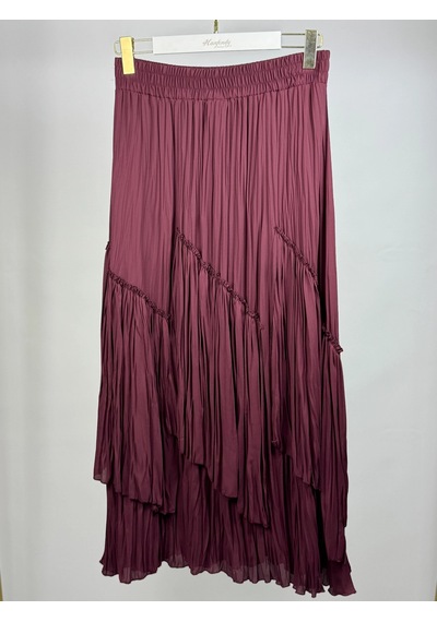 Sentez Sz-5475-bordo Renk Viola Parçalı Kırıştırma Etek Çok Renkli
