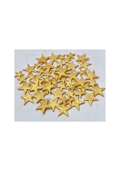 Yenilebilir Pasta Süsü Gold Yıldız Şeker Hamurundan 25 Gr