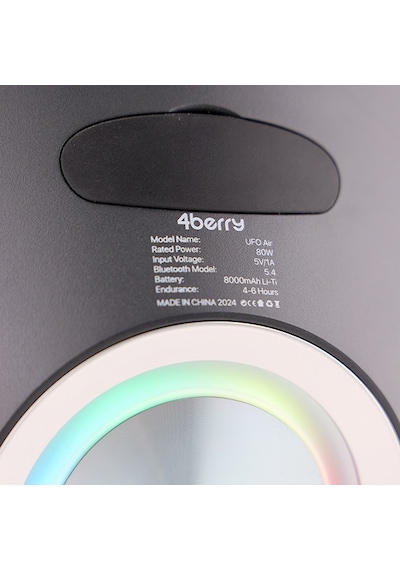 4berry Ufo Air Bluetooth Hoparlör 80 W, Kablosuz, Modern Tasarım