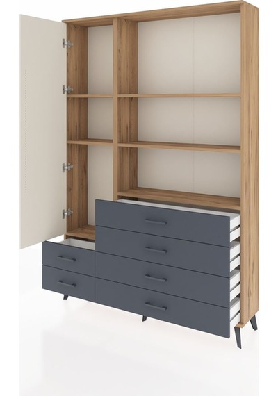 Arges Dolap 7 Raflı 6 Çekmeceli Tek Kapaklı 132x30x195 Çam-aytaşı/antrasit Aytası/antrasıt Arges Dolap 7 Raflı 6 Çekmeceli Tek Kapaklı 132x30x195 Çam-aytaşı/antrasit Aytası/antrasıt