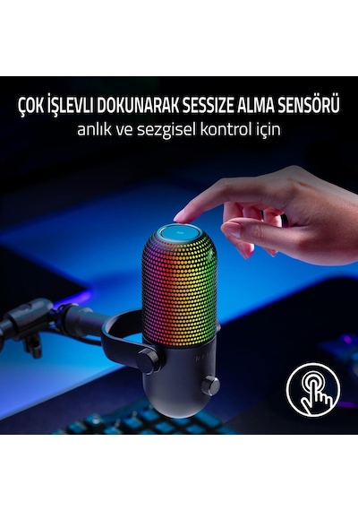 Razer Seiren V3 Chroma - Dokunarak Sessize Alma Özellikli Rgb Usb