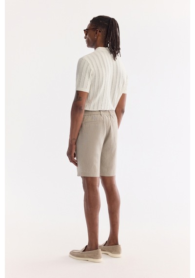 Avva Erkek Gri Beli Lastikli %100 Keten Relaxed Fit Şort B003732