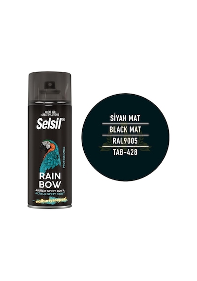 Selsil Rainbow Akrilik Sprey Boya Mat Siyah 400 Ml - Ral9005
