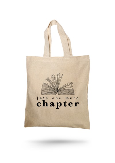 Lunora Collection Just One More Chapter Baskılı Gabardin Bez Çanta. Açık Krem