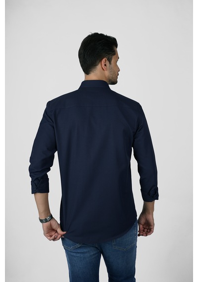 Lacivert Yaka Düğmeli Premium Şamre Slimfit Erkek Gömlek Lacivert Lacivert Yaka Düğmeli Premium Şamre Slimfit Erkek Gömlek Lacivert