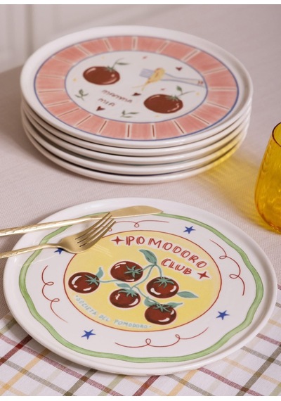 The Mia Itl0002 Italian Summer Servis Tabağı 6lı Set 26 Cm Çok Renkli