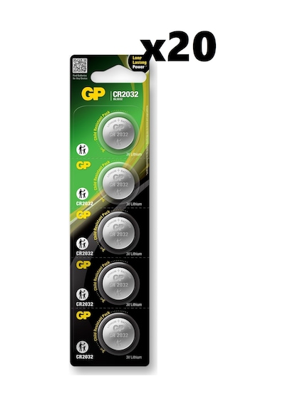 GP CR2032 3 V Lityum Kartela Düğme Pil 5 x 20'li