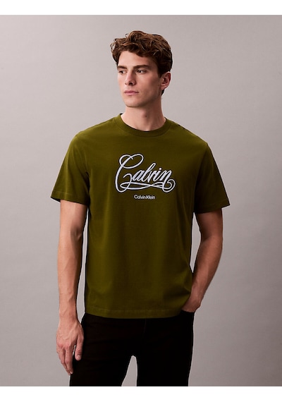 Erkek 20's Script Grafik Detaylı T-shirt Yeşil