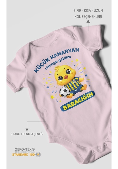 Morivokids Küçük Kanaryan Olmaya Geldim Babacığım Kısa Kollu Bebek Body %100 Pamuk Bebe Pembe