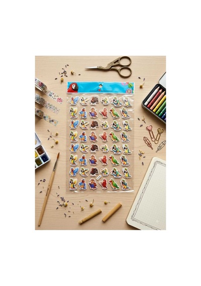 48 Adet Kabartmalı Papağan Figürlü Sticker 1 Sayfa Diğer