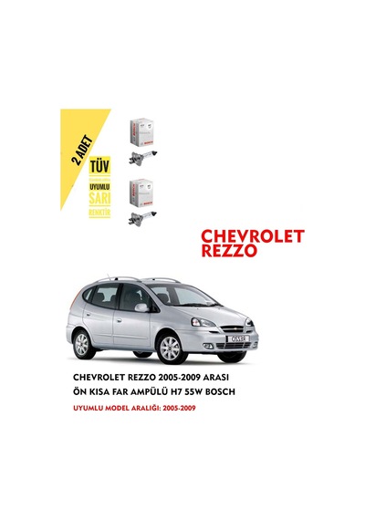 Chevrolet Rezzo 2005-2009 Arası Ön Kısa Far Ampülü 2 Adet Sarı Renk
