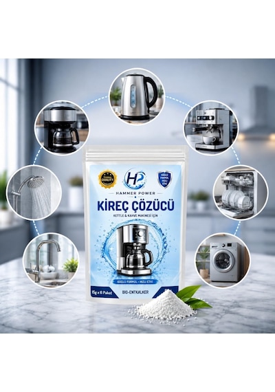 Kahve & Çay Makinesi Doğal Kireç Çözücü 15g X 6 Paket Ayarlanabilir Dimi Yok