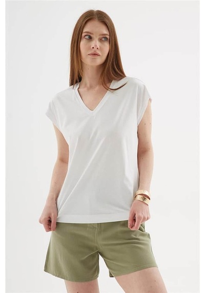 Fashion Friends Baskılı Beyaz Kadın Bluz 25y0123k1 Beyaz