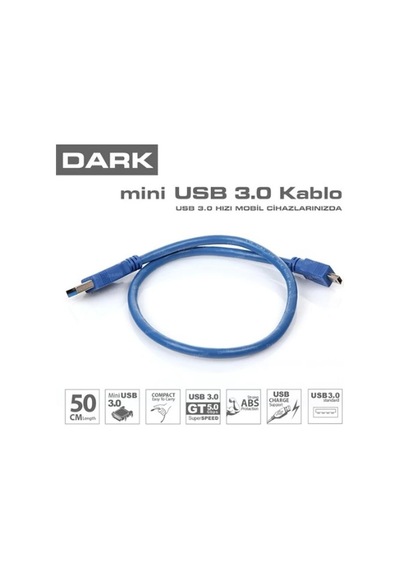 Dark Dk-Cb-Usb3Mini 50 Cm Usb 3.0 Mini Usb Kablo Teknovizyon Hızı