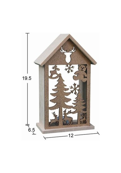 Ahşap Yılbaşı T-Light Mumluk 19,5x12cm F830