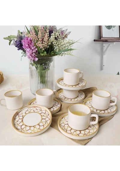 Worn Stackable Çay Takımı 12 Parça 6 Kişilik 22968-23057 Açık Gri