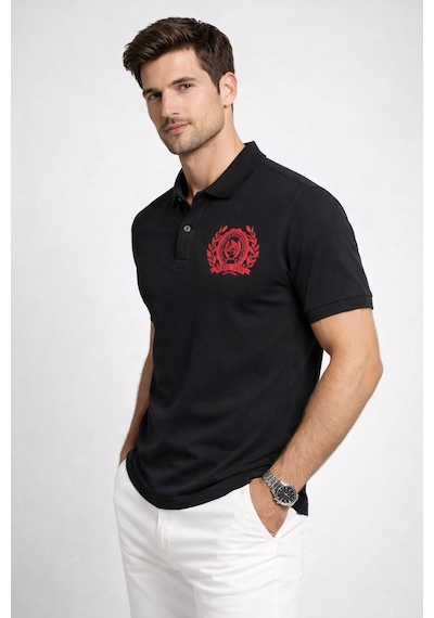 U.S. Polo Assn. Uspa Polo Yaka Baskılı Erkek T-shırt Siyah