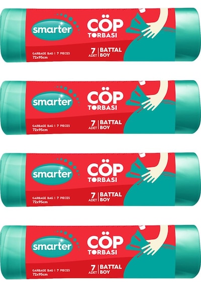 Smarter 4'lü Battal Boy Çöp Torbası Çöp Poşeti 72 x 95 CM