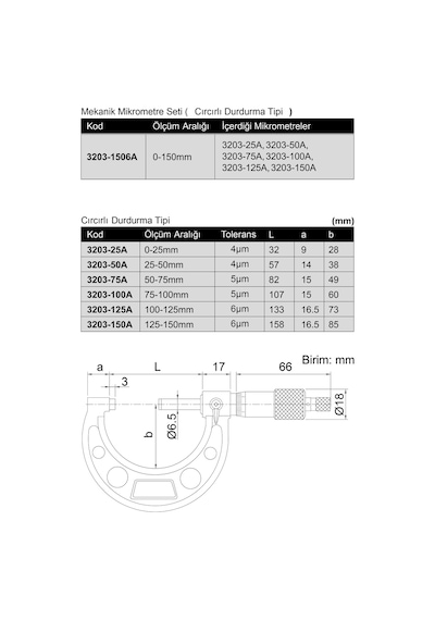 Insıze 3203-75A Insize Mekanik Mikrometre