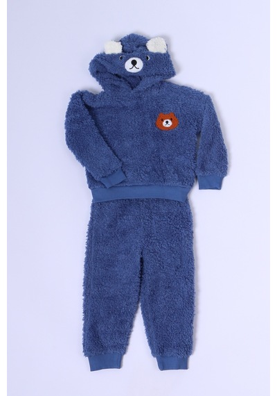 Hçm Erkek Bebek Peluş Alt Üst Takım Baskılı D47 Lacivert