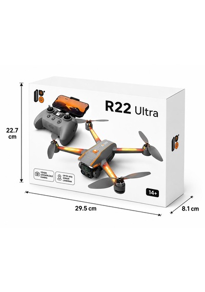 R22 Ultra Drone Katlanabilir Dron 1080p Hd Kamera Fırçasız Motor Renkli Led Işıklı Soğutucu Aydınlatma Optik Akış Koruma Titreşim Önleme Çift Elektirkli Kamera