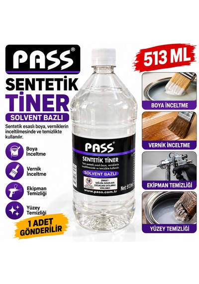 Pass Sentetik Tiner 513 Ml Solvent Bazlı Boya İnceltme Ve Temizleme Çözücüler 1 Adet
