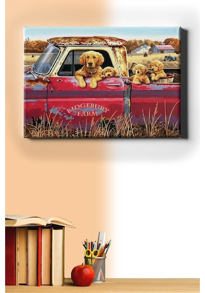 Webstyle Sayılarla Boyama Seti Kasnaklı Köpek Ailesi Kamyonette 40 X 50 Cm