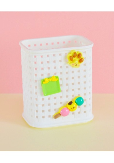 Fileli Masaüstü Kalemlik Plastik Kawaii Sevimli Kalemlik - Beyaz Beyaz