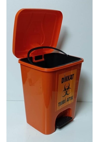 Tıbbi Atık Kovası 25 Lt Köşeli Pedallı