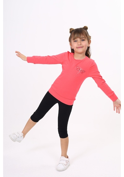 Toontoy Kids Toontoy Kız Çocuk Yusufcuk Nakışlı Tişört Nar Çiçeği