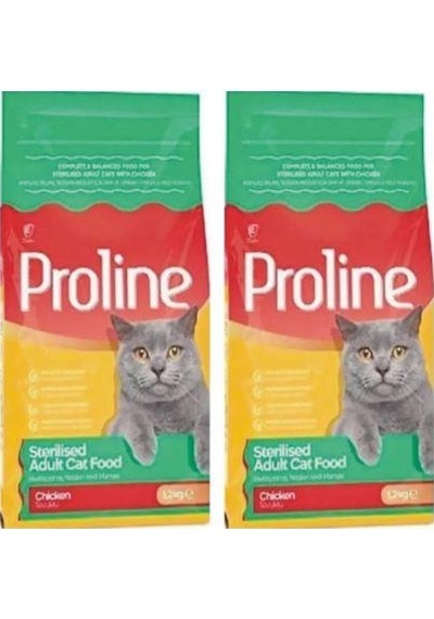 Pro Line Sterilised Kısırlaştırılmış Tavuklu Yetişkin Kedi Maması 2 x 1200 G