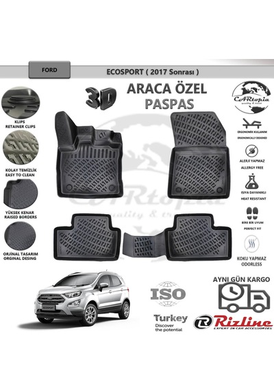 Ford Ecosport / 2017 Sonrası / Siyah / Rizline Paspas