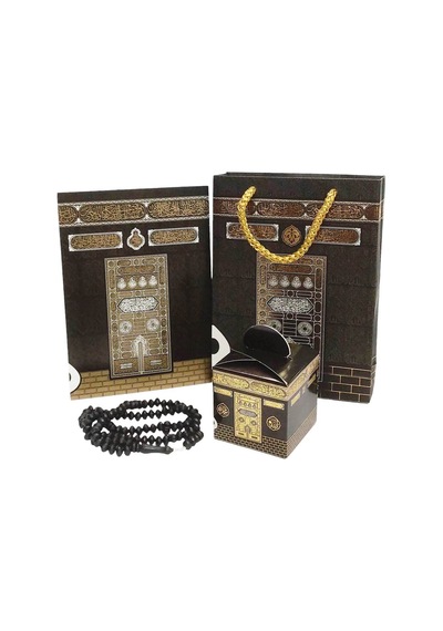 50'li Kabe Motifli Yasin Kitabı + Çantas+ Tesbih+ Lokum Hurma Kutusu Umre Hac Hatırası