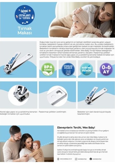 Wee Baby Çıt Çıt Tırnak Makası Paslanmaz Çelikten Üretilmiş Bebekler İçin 1 Adet