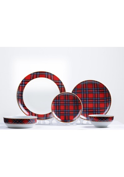 Zm Decor Ekose Kırmızı Kase 18 CM