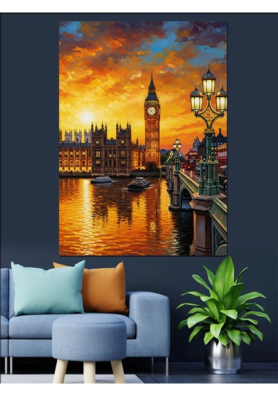 Ahşap Tablo Londra Big Ben Manzarası
